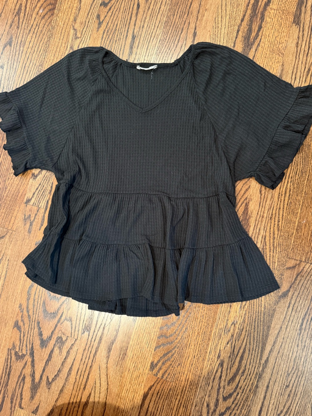 Altar'd State Black Ruffle Peplum Blouse